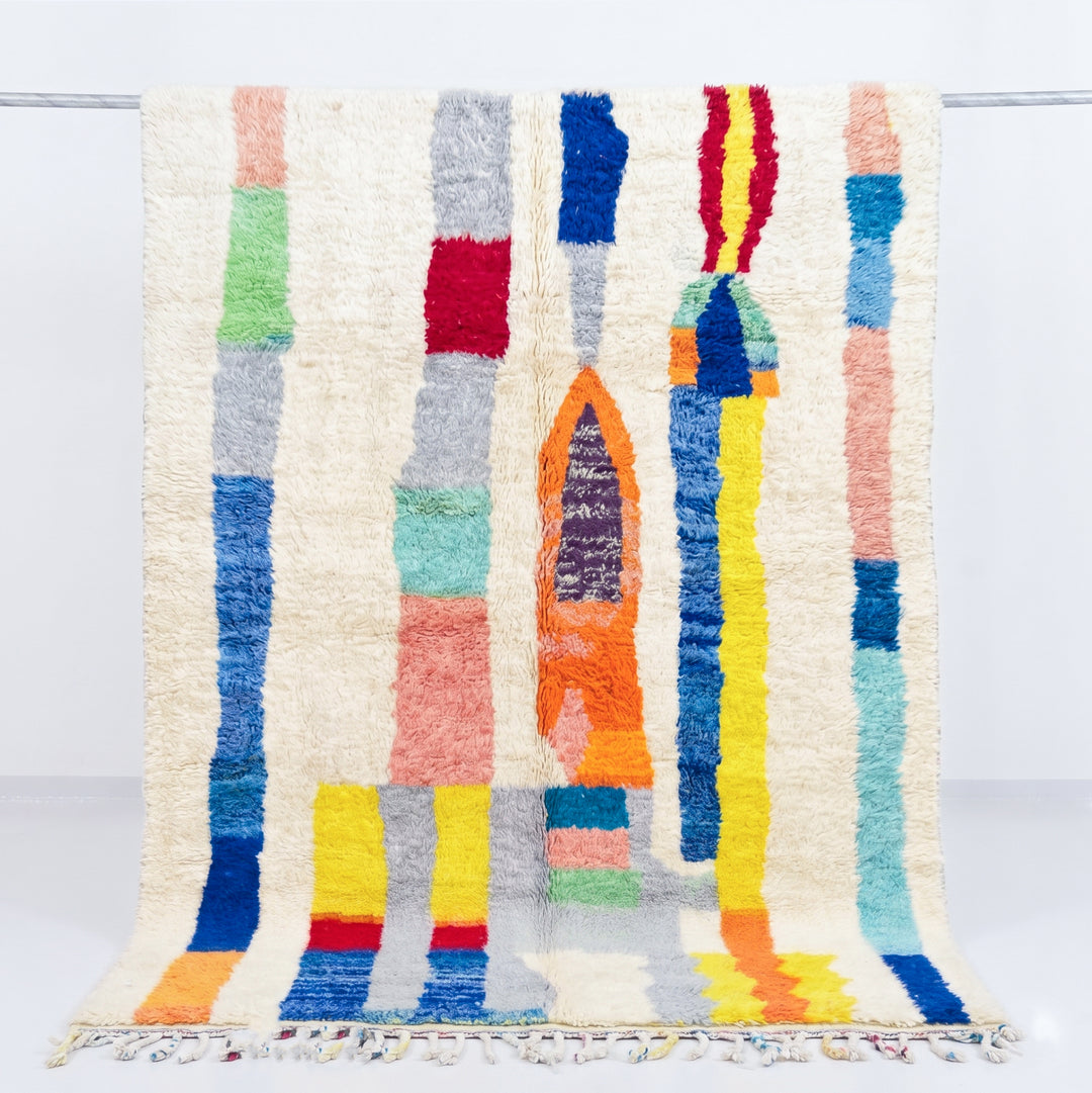 Custom Beni Ourain Rug | Vibrant Geometric Pillars Handwoven Berber