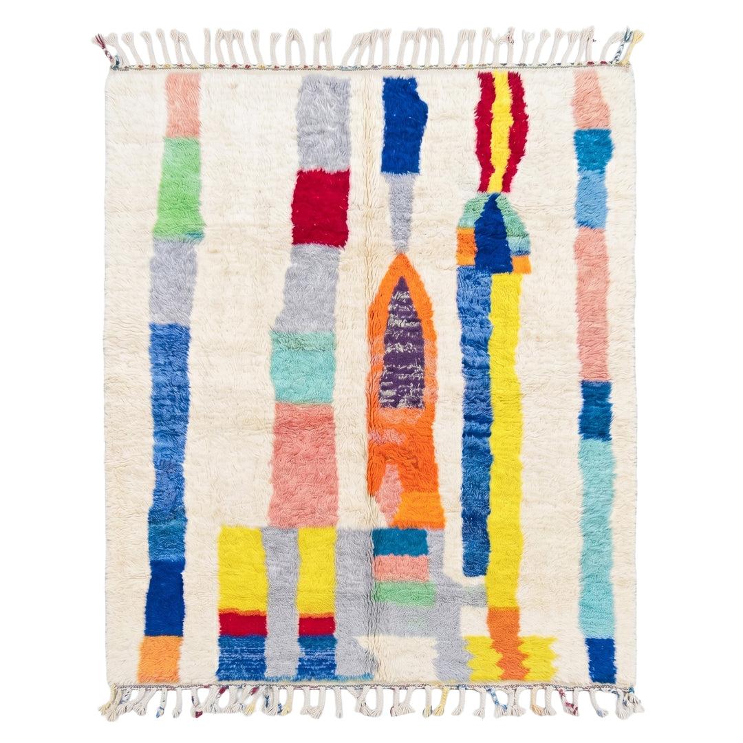 Custom Beni Ourain Rug | Vibrant Geometric Pillars Handwoven Berber