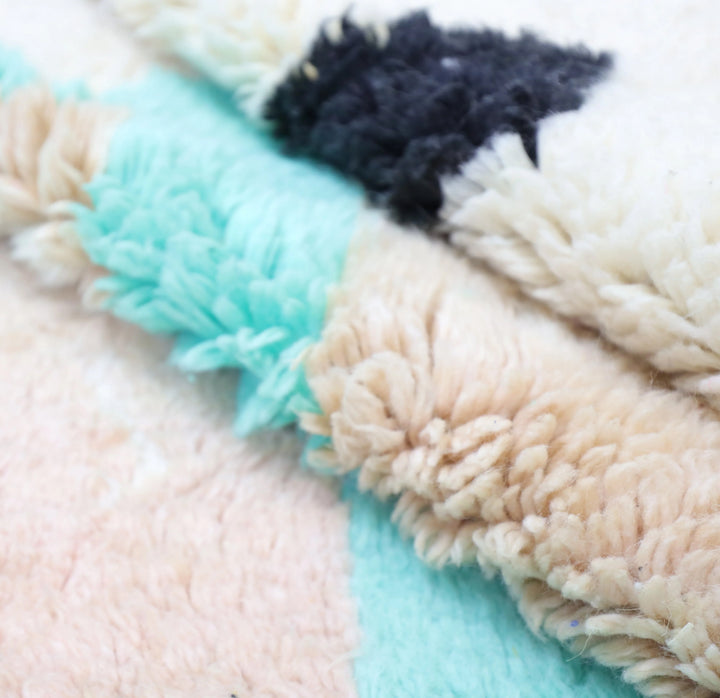 Authentic Custom Beni Ourain Rug | Vibrant Mint Green &amp; Sand Striped