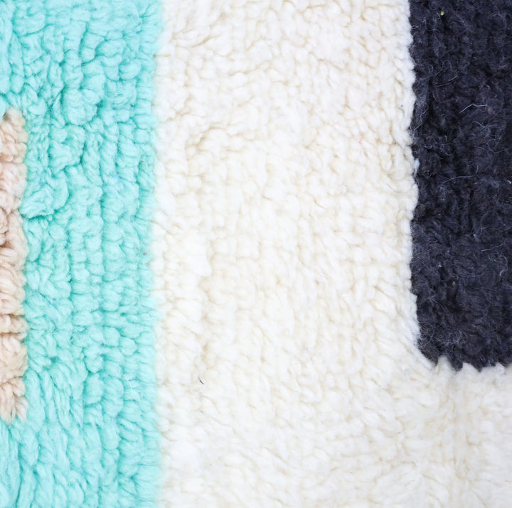 Tapis Beni Ourain personnalisé | Rayures vert menthe vif et sable
