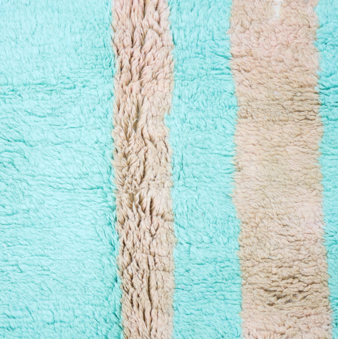 Tapis Beni Ourain personnalisé | Rayures vert menthe vif et sable