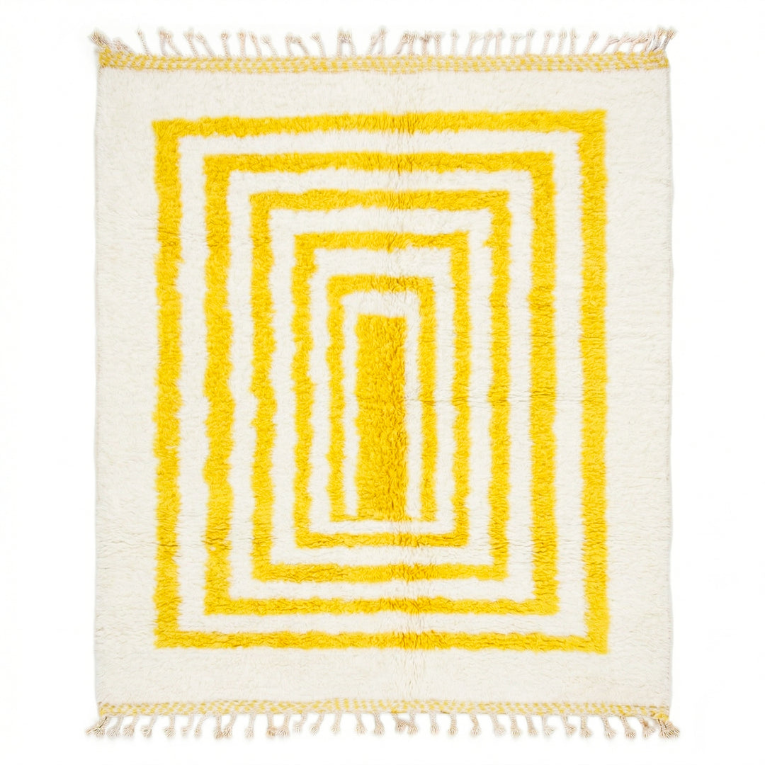 Tapis Beni Ourain personnalisé | Tapis rayé jaune moutarde vif