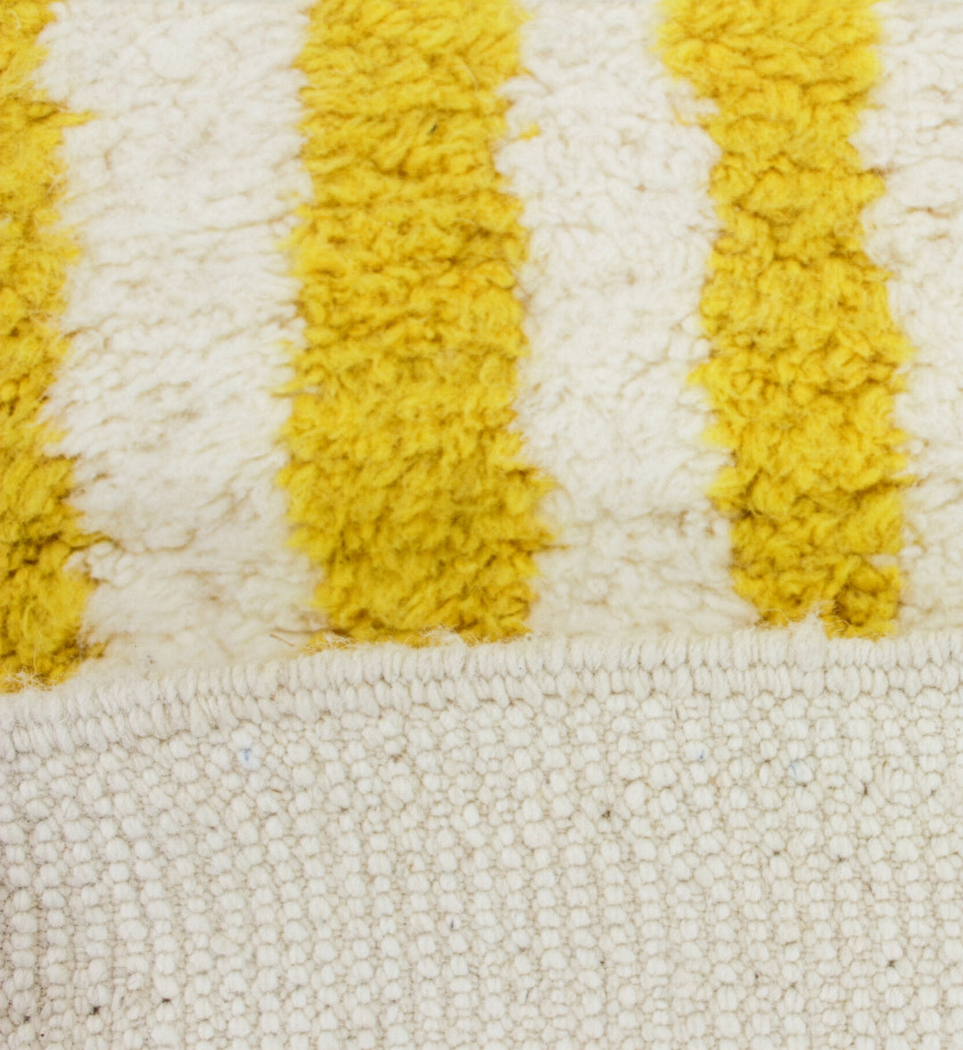 Authentic Custom Beni Ourain Rug | Vibrant Mustard Yellow Striped