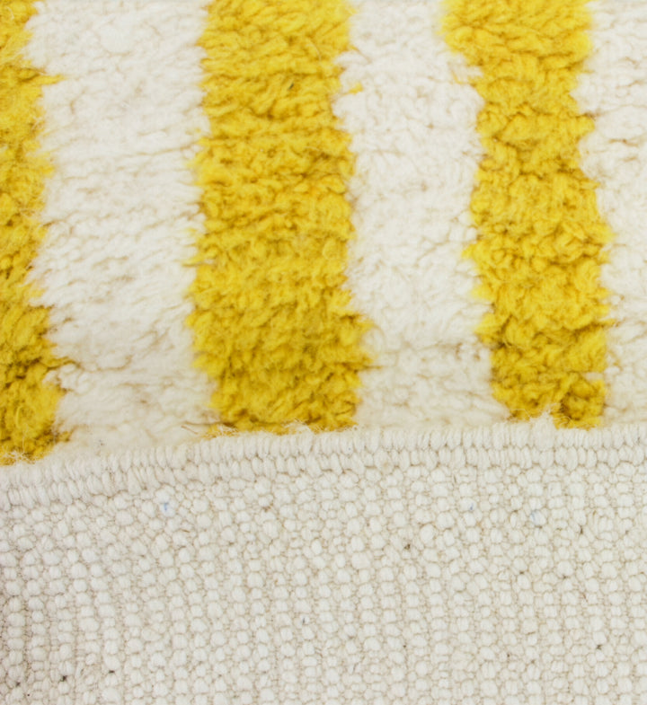 Authentic Custom Beni Ourain Rug | Vibrant Mustard Yellow Striped