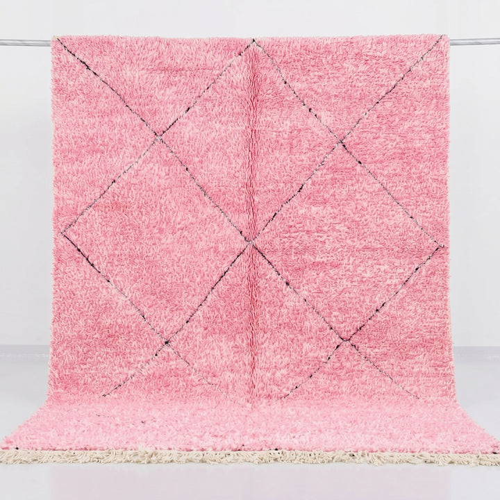 Authentic Custom Beni Ourain Rug | Vibrant Pink Diamond Trellis