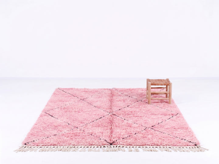 Custom Beni Ourain Rug | Vibrant Pink Diamond Trellis