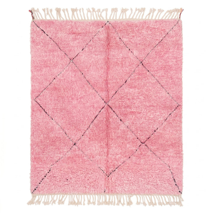 Custom Beni Ourain Rug | Vibrant Pink Diamond Trellis