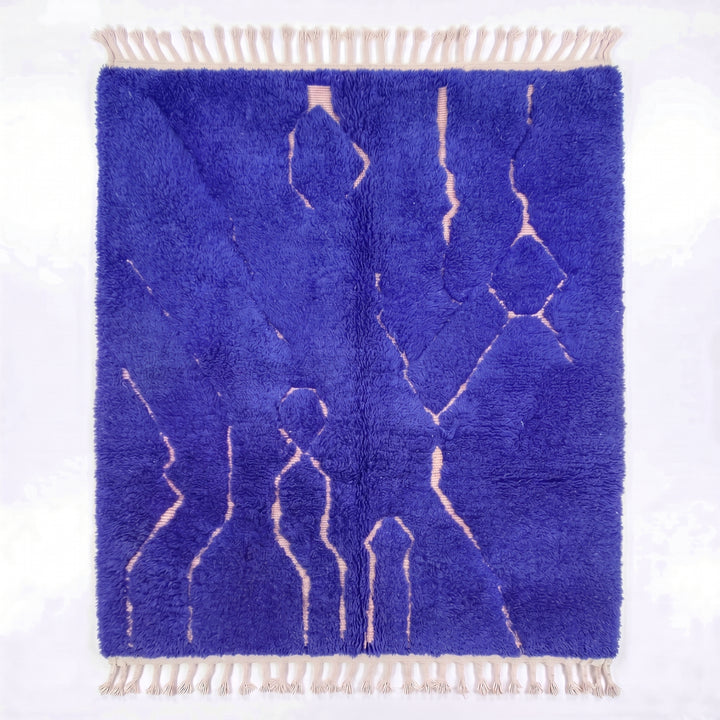 Authentic Custom Beni Ourain Rug | Vibrant Royal Blue