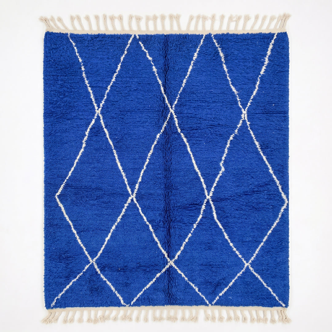 Custom Beni Ourain Rug | Vibrant Royal Blue Beni