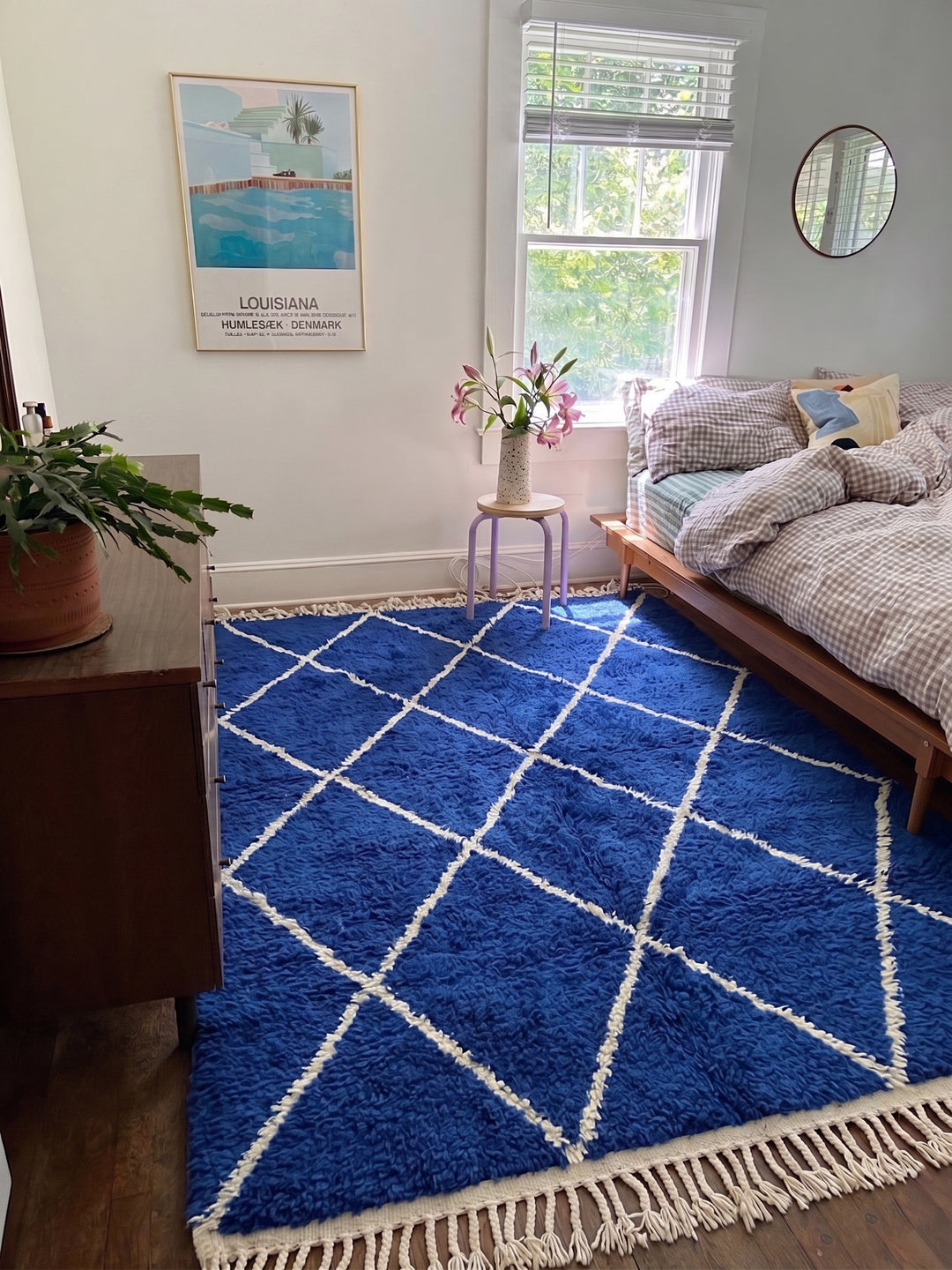 Authentic Custom Beni Ourain Rug | Vibrant Royal Blue Beni