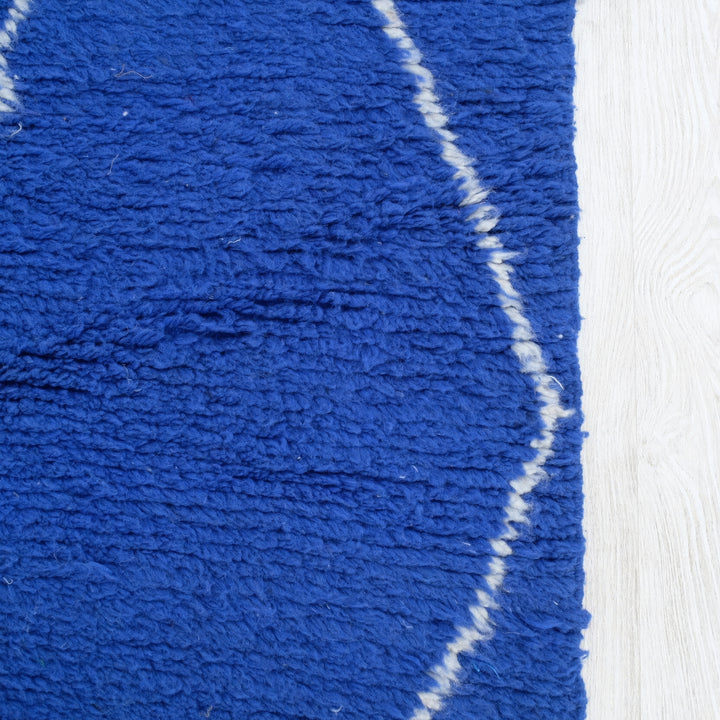 Beni Ourain Moroccan Runner Rug – Vibrant Royal Blue Beni