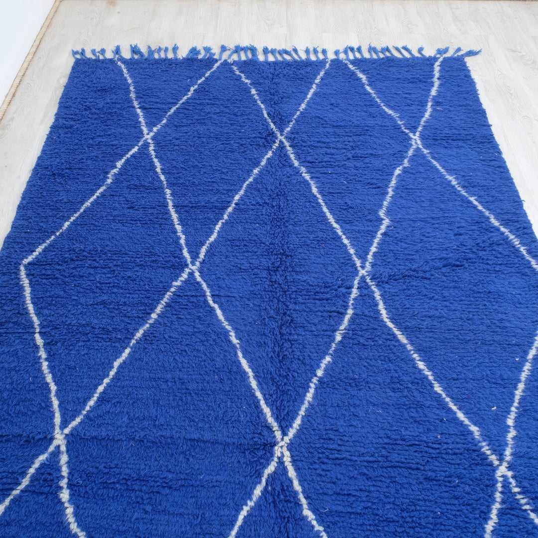 Custom Beni Ourain Rug | Vibrant Royal Blue Beni