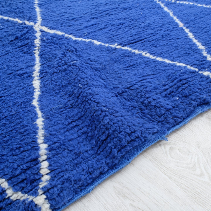 Custom Moroccan Round Rug – Vibrant Royal Blue Beni