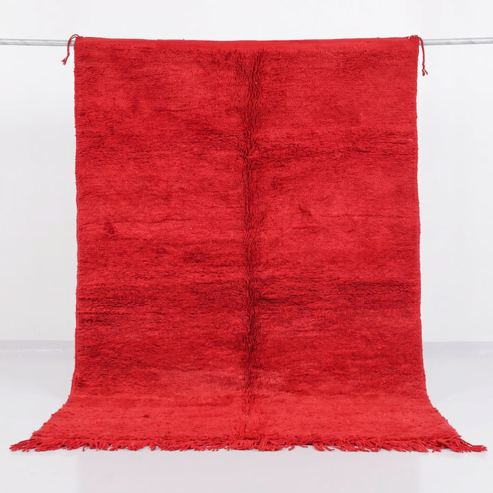 Custom Beni Ourain Rug | Vibrant Ruby Red Hand-Knotted Wool