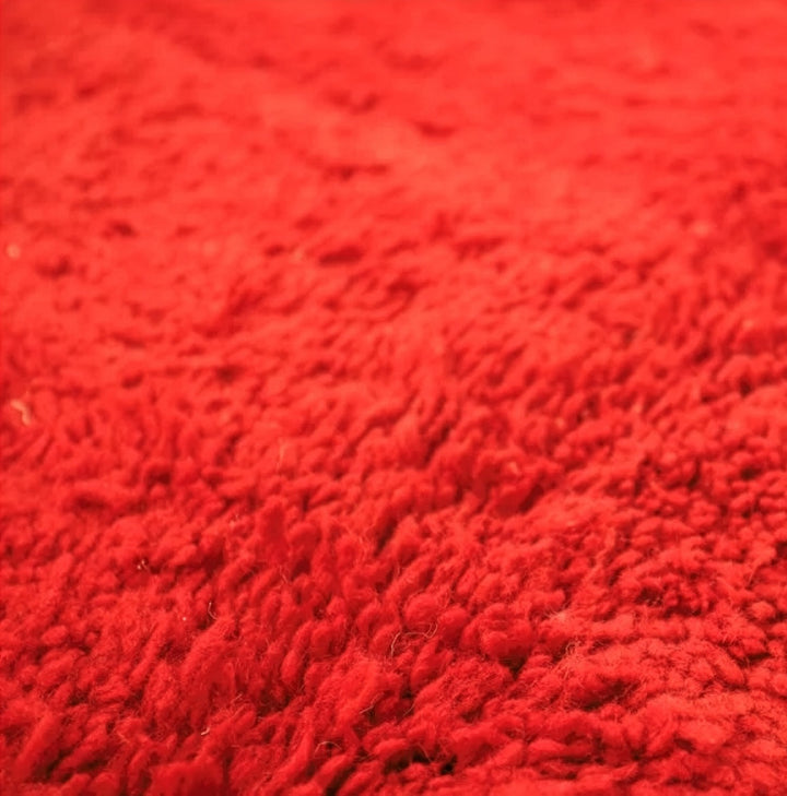 Custom Beni Ourain Rug | Vibrant Ruby Red Hand-Knotted Wool