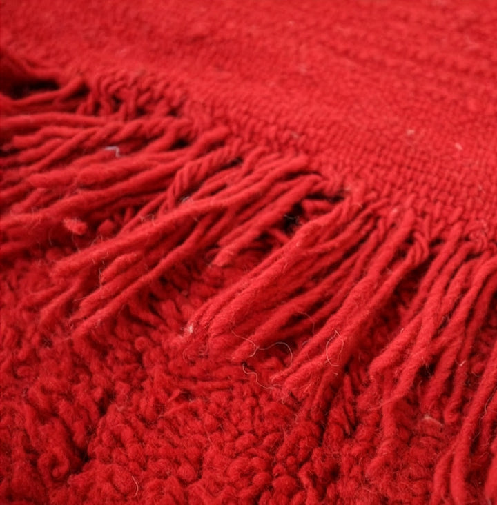 Custom Moroccan Round Rug – Vibrant Ruby Red Hand-Knotted Wool