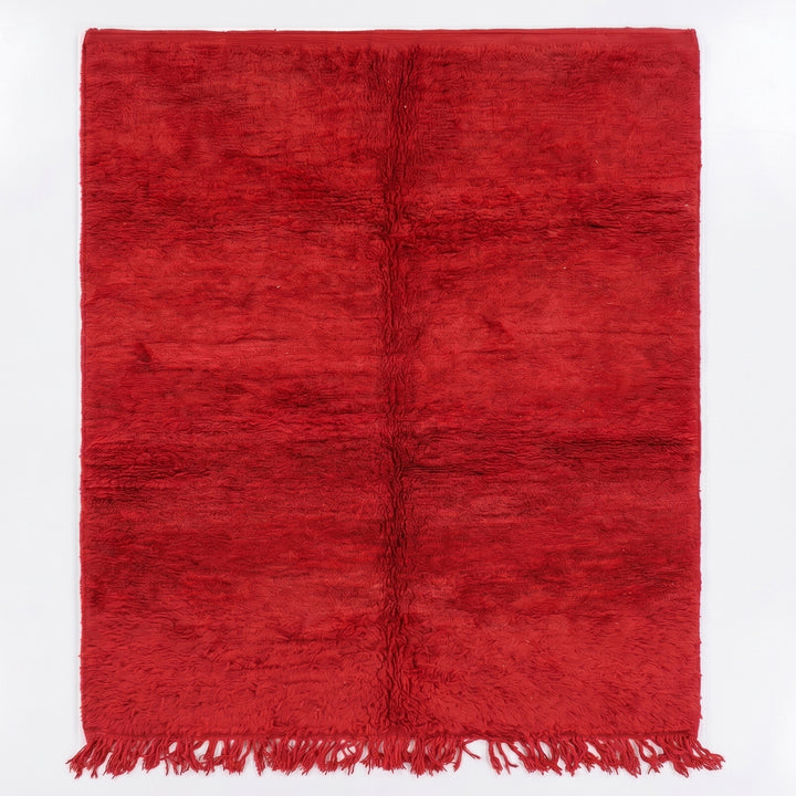 Custom Beni Ourain Rug | Vibrant Ruby Red Hand-Knotted Wool