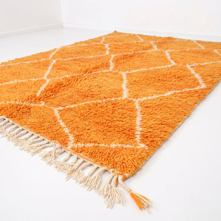 Tapis Beni Ourain sur mesure | Losanges orange mandarine vif et crème