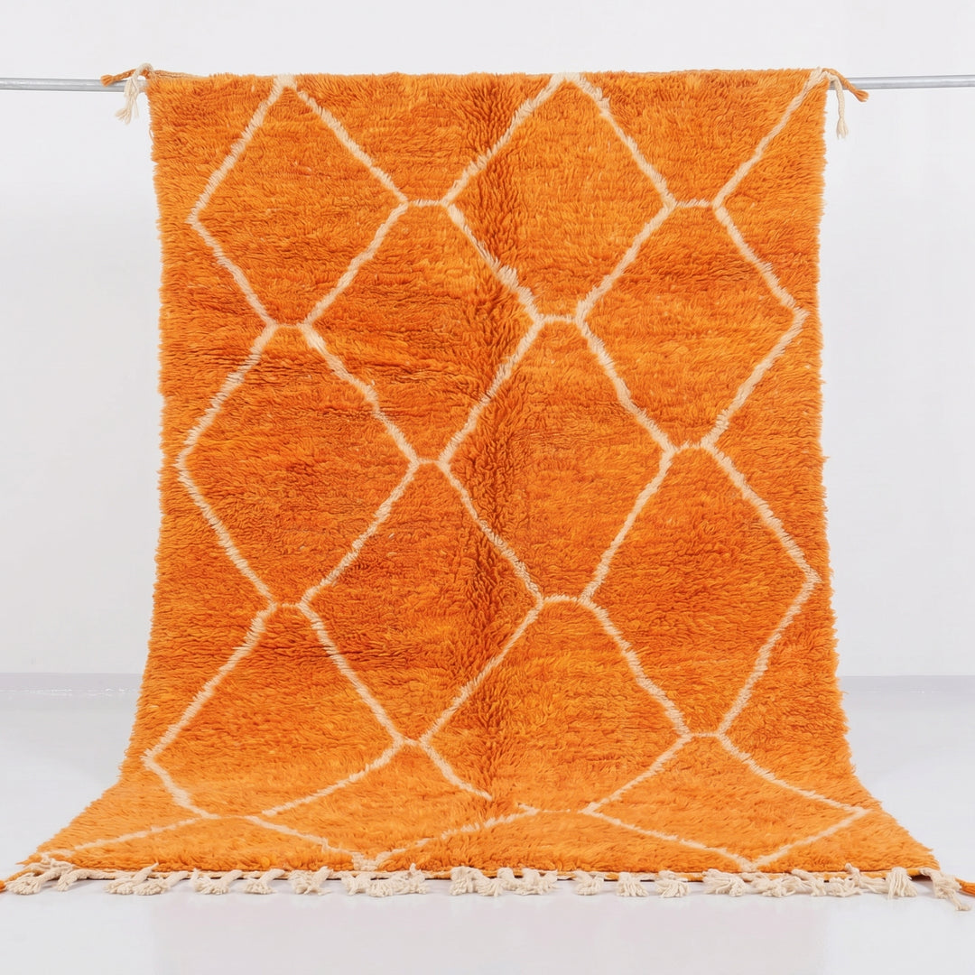 Tapis Beni Ourain sur mesure | Losanges orange mandarine vif et crème
