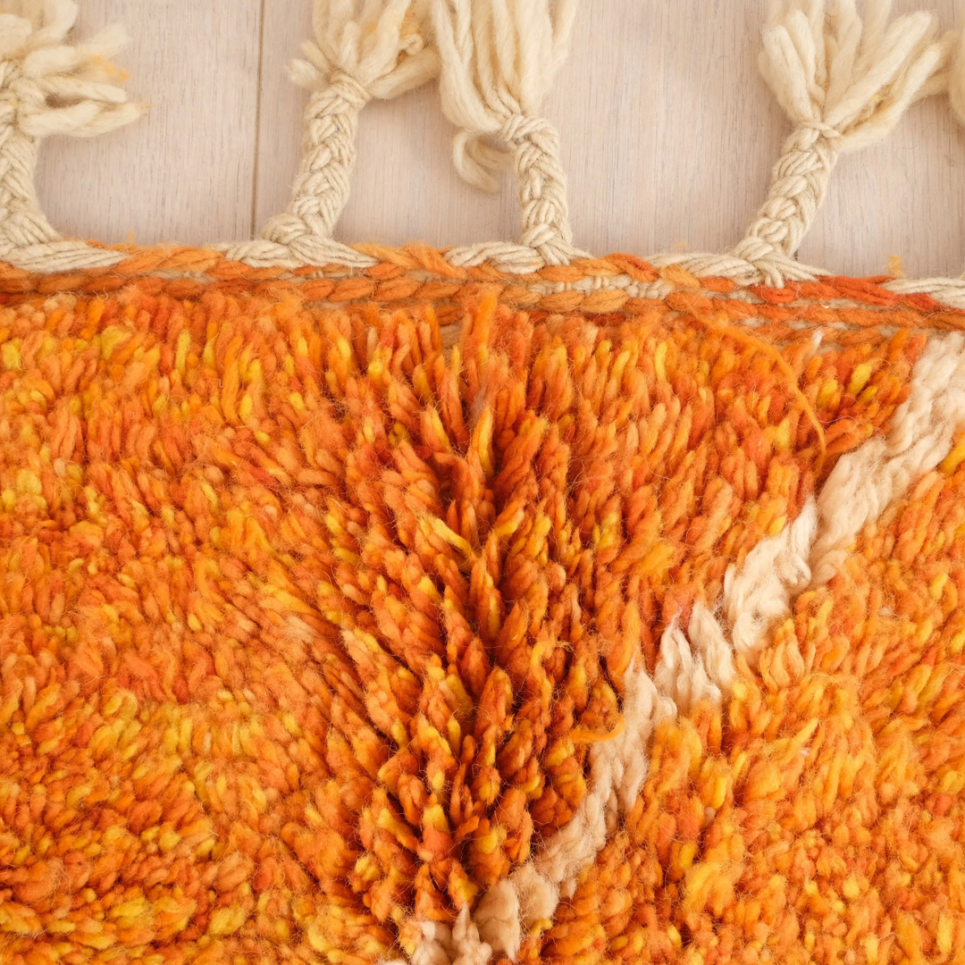 Authentic Custom Beni Ourain Rug  | Vibrant Tangerine Orange &amp; Cream Diamond