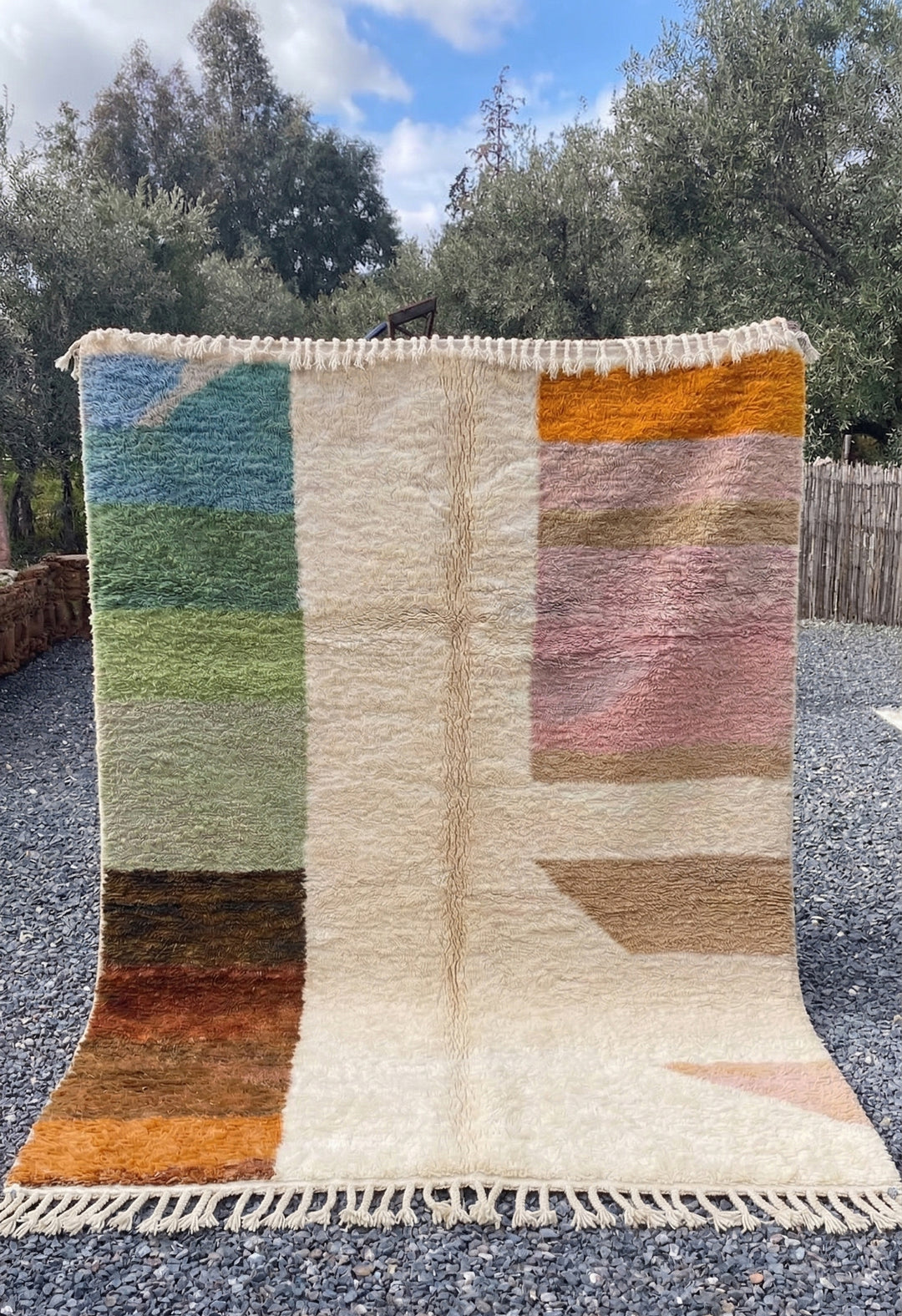 Authentic Custom Beni Ourain Rug - The Oasis Palette Abstract Colorblock