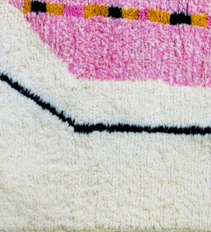 Authentic Custom Beni Ourain Rug | Abstract Pink &amp; Mustard