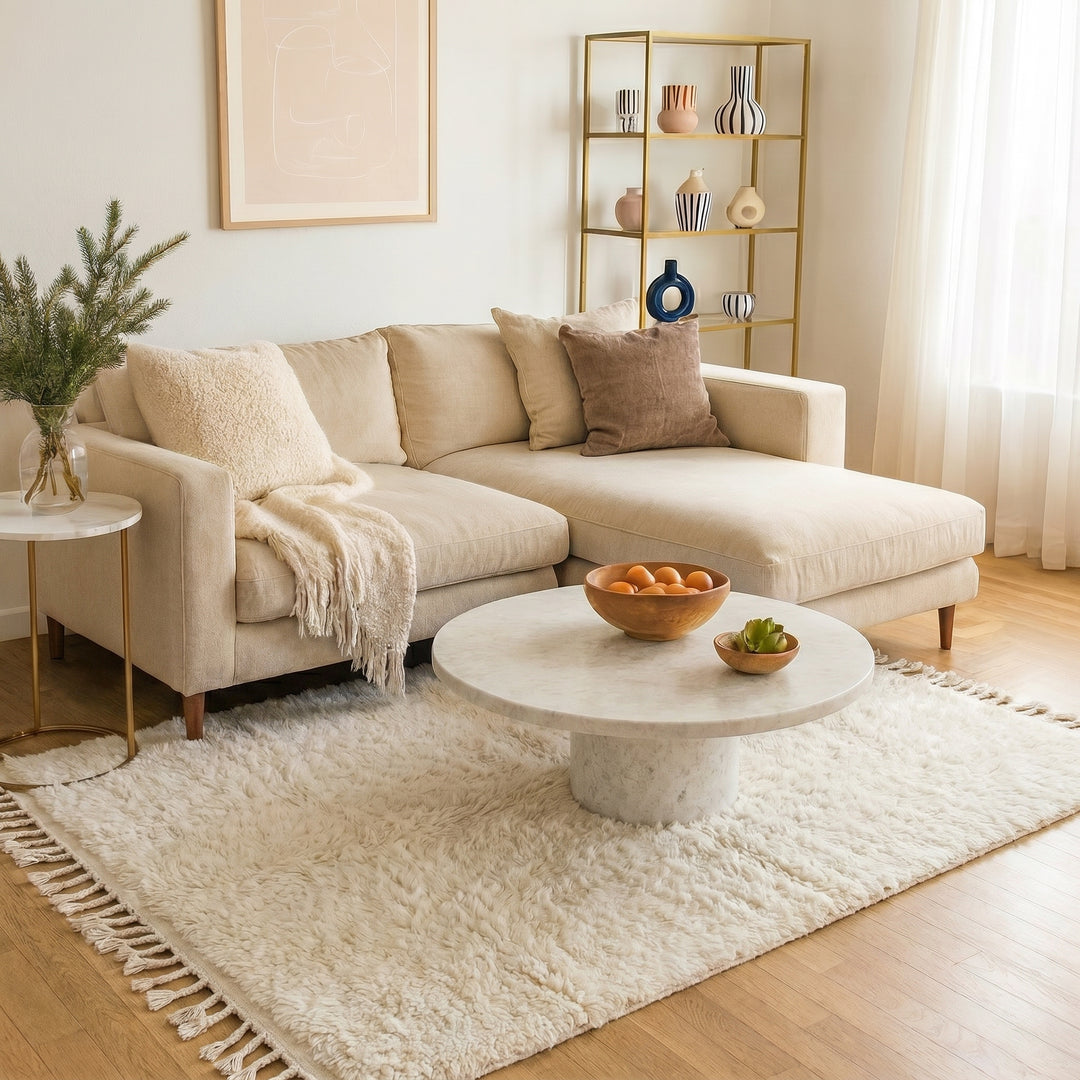 Custom Beni Ourain Rug | Sculpted High-Low Ivory Wool