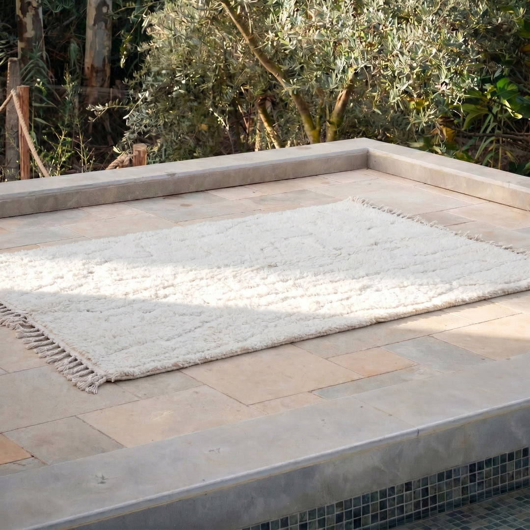 Custom Beni Ourain Rug | Sculpted High-Low Ivory Wool