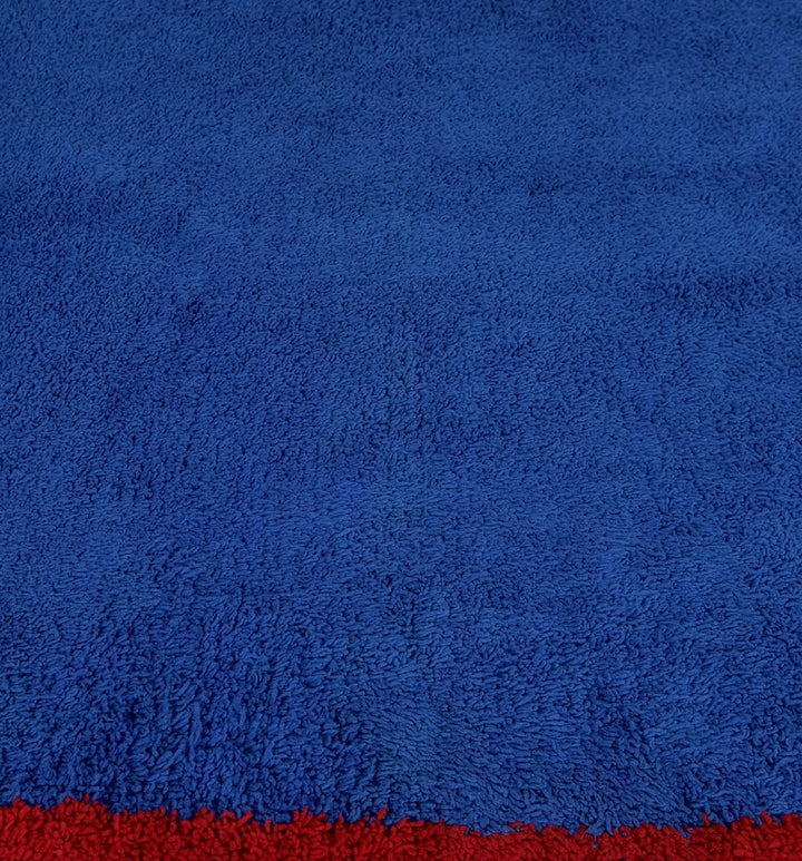 Custom Beni Ourain Rug | Cobalt Blue Berber Rug with Red Border