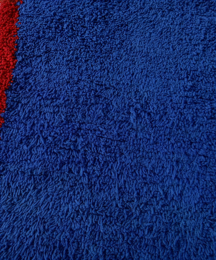 Custom Beni Ourain Rug | Cobalt Blue Berber Rug with Red Border