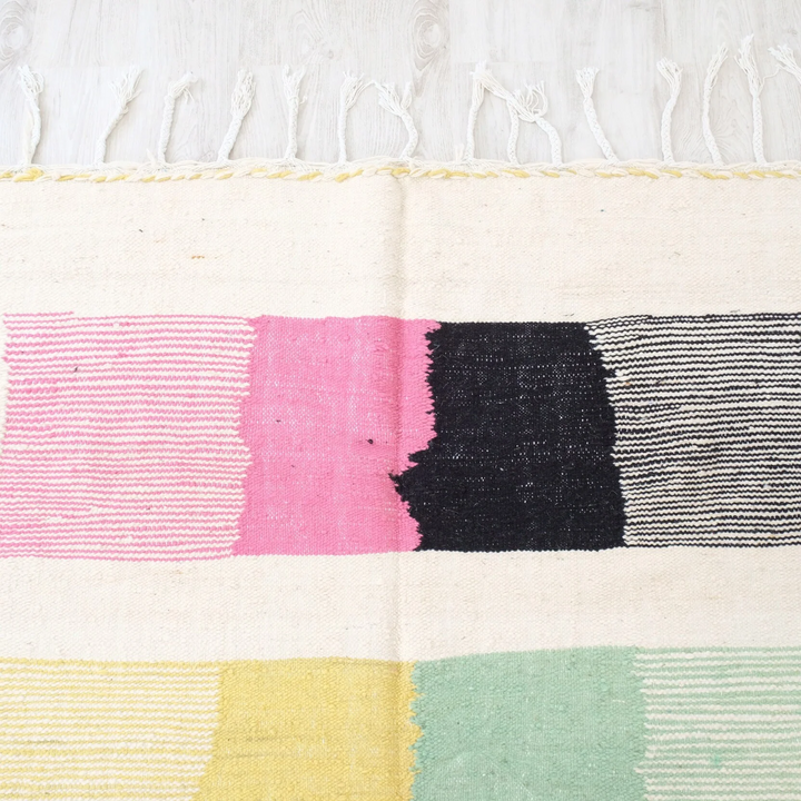 Beni Ourain Moroccan Runner Rug – Modern Striped Moroccan Kilim