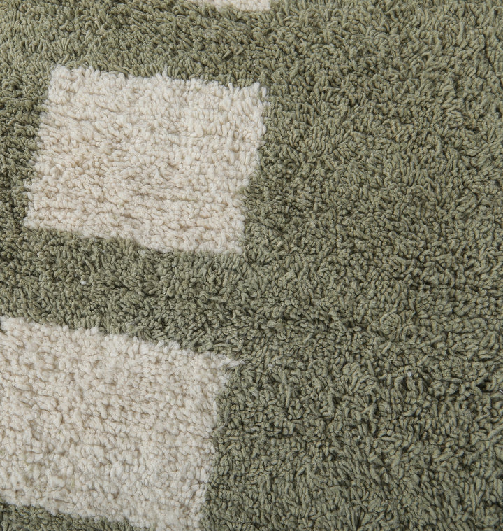 Custom Beni Ourain Rug | Green Cream Geometric Border