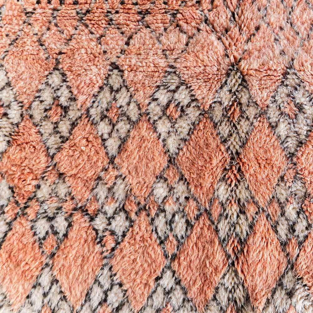 Custom Beni Ourain Rug -  Warm Terracotta &amp; Charcoal Diamond