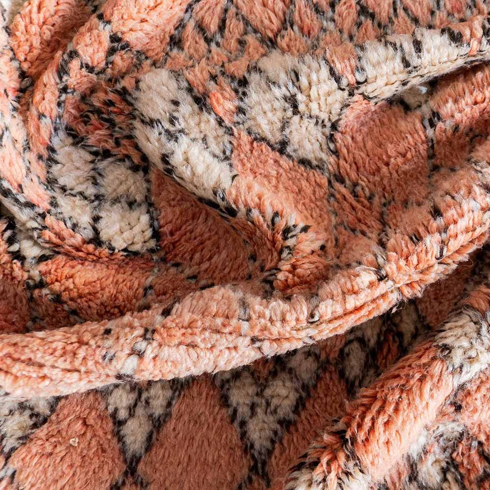 Custom Beni Ourain Rug -  Warm Terracotta &amp; Charcoal Diamond