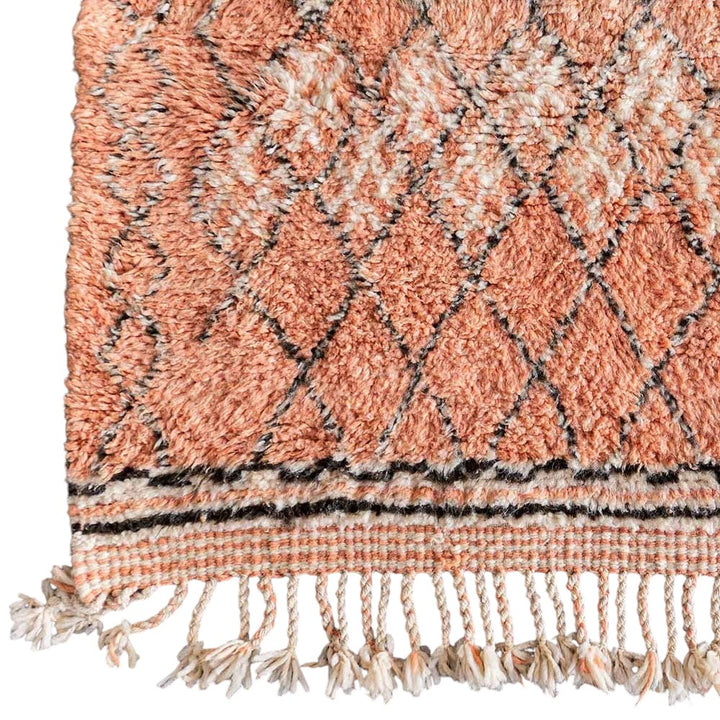 Authentic Custom Beni Ourain Rug -  Warm Terracotta &amp; Charcoal Diamond