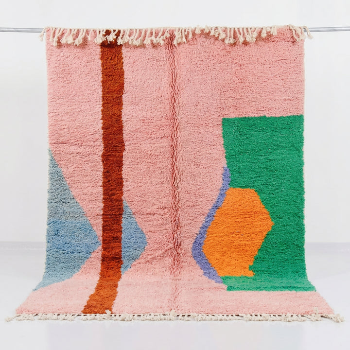 Custom Beni Ourain Rug | Abstract Pink &amp; Bold Color Block Geometric