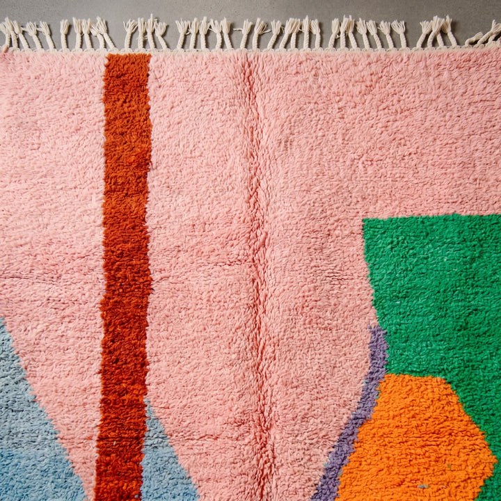 Custom Beni Ourain Rug | Abstract Pink &amp; Bold Color Block Geometric