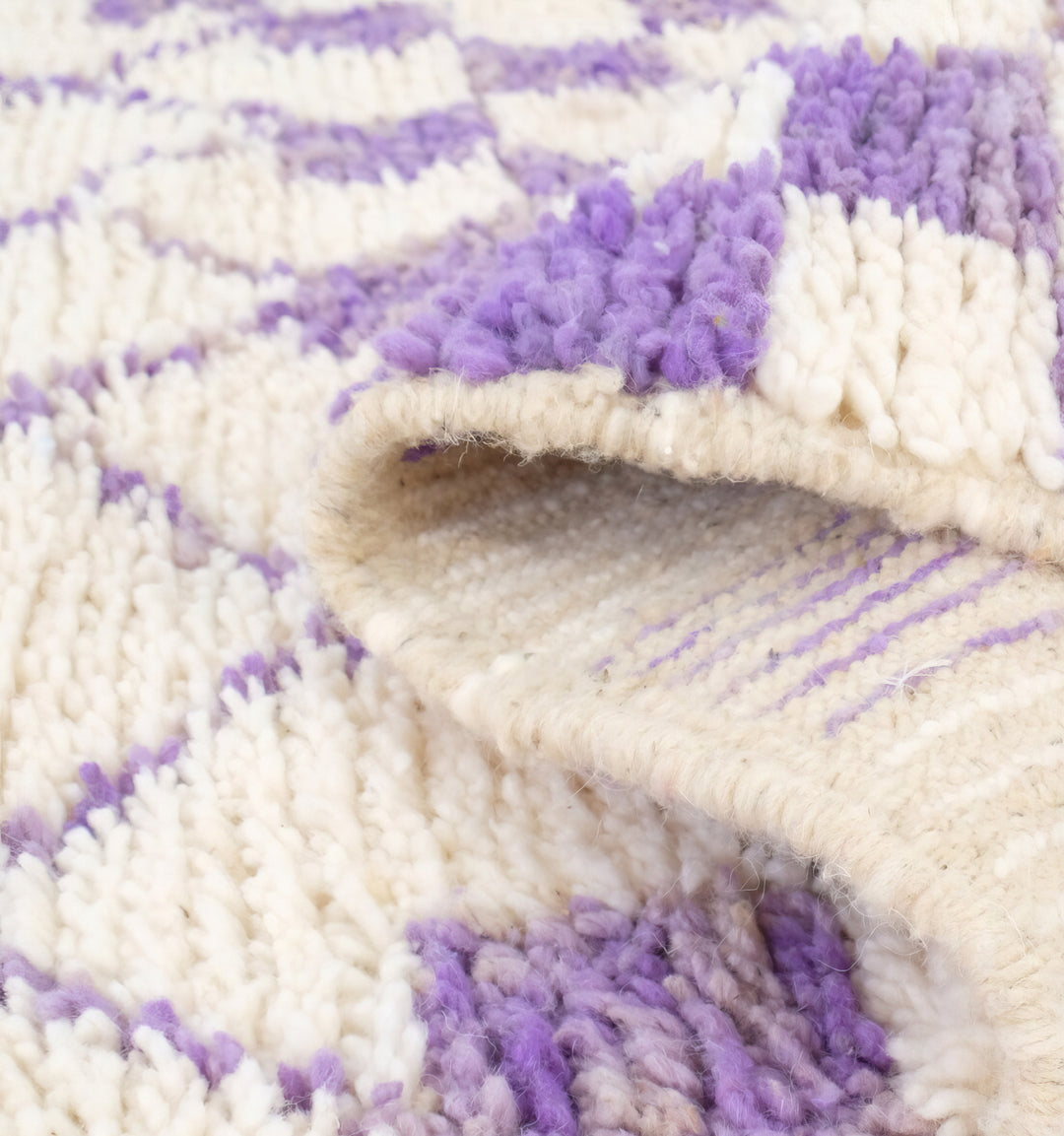 Custom Moroccan Round Rug –  Purple Checkerboard &amp; Diamond Trellis