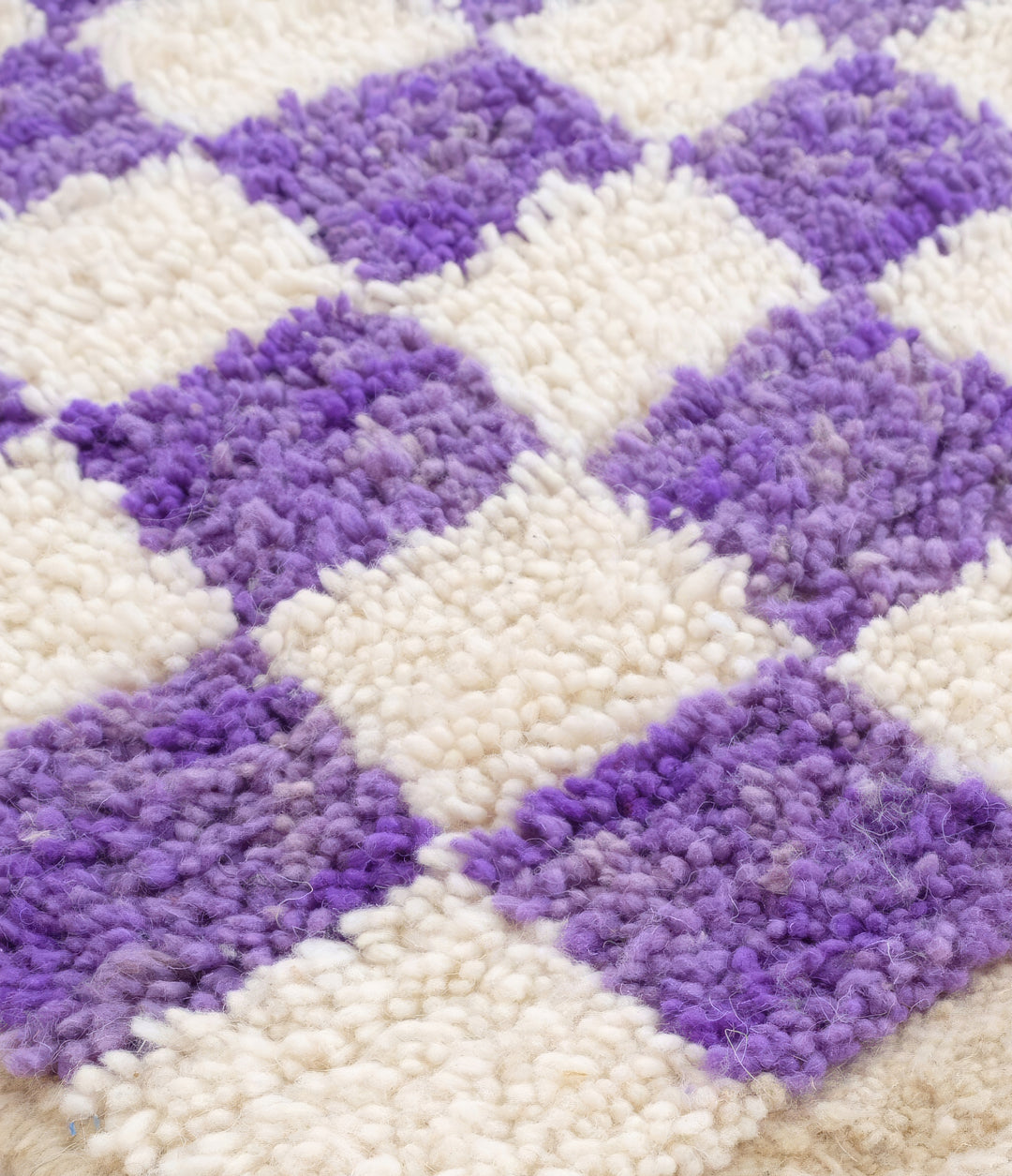Custom Moroccan Round Rug –  Purple Checkerboard &amp; Diamond Trellis