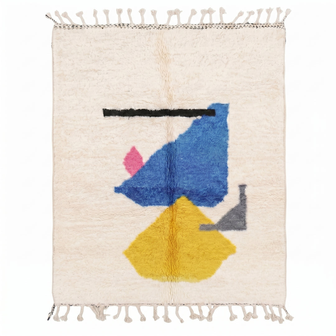 Custom Modern Abstract Beni Ourain Rug – Vibrant Geometric Wool Canvas