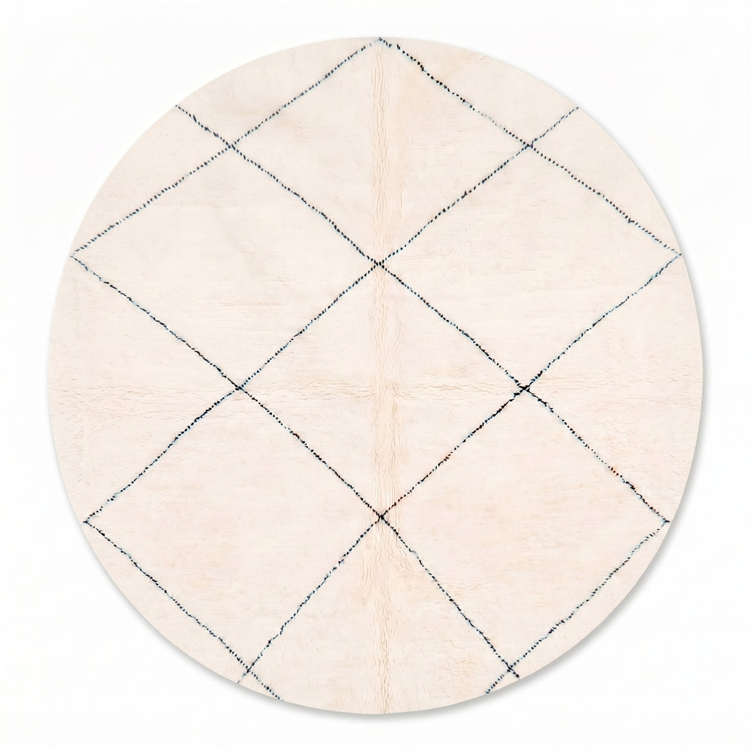Custom Moroccan Round Rug – Classic Beni Ourain Diamond Design