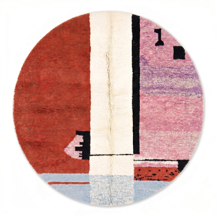 Custom Moroccan Round Rug – Terracotta Skyline