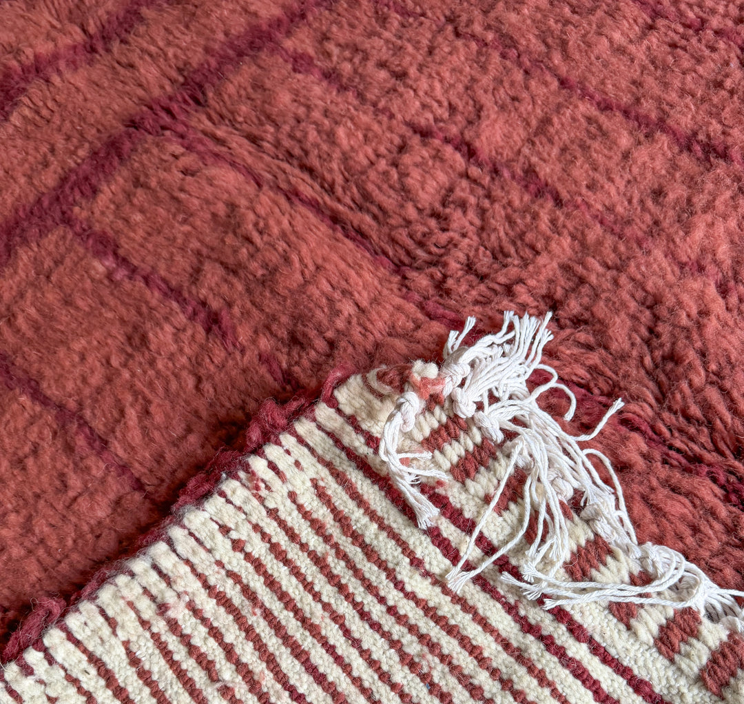 Authentic Custom Beni Ourain Rug | Terracotta &amp; Burgundy Grid