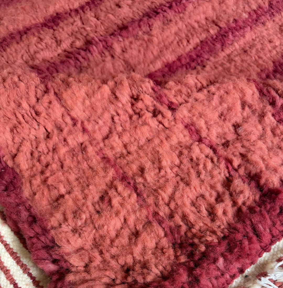 Authentic Custom Beni Ourain Rug | Terracotta &amp; Burgundy Grid