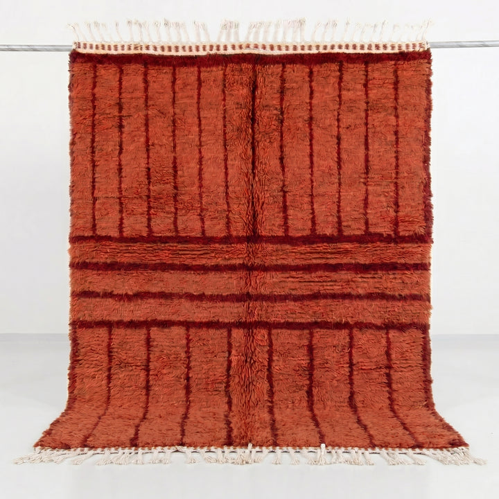 Authentic Custom Beni Ourain Rug | Terracotta &amp; Burgundy Grid