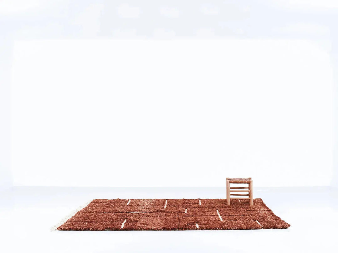 Custom The Aker Beni Mrirt Rug | Hand-Knotted Terracotta &amp; White Geometric Craftily Marrakech