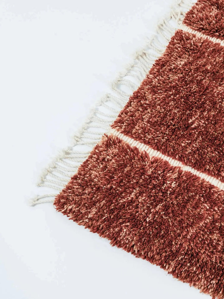 Custom The Aker Beni Mrirt Rug | Hand-Knotted Terracotta &amp; White Geometric Craftily Marrakech