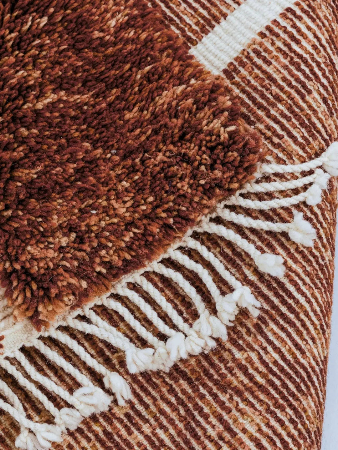 Custom The Aker Beni Mrirt Rug | Hand-Knotted Terracotta &amp; White Geometric Craftily Marrakech