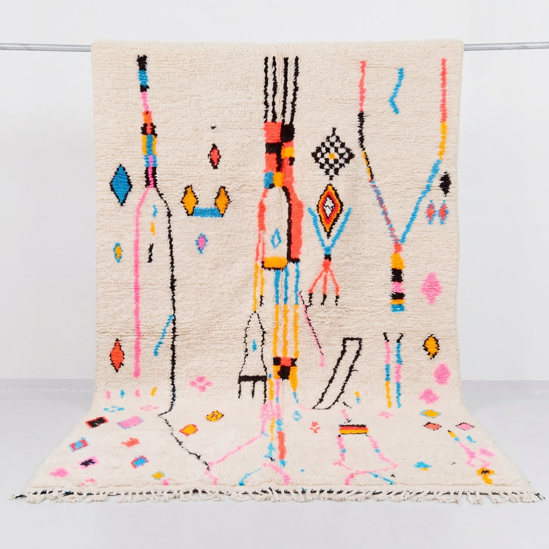 Custom Vibrant Moroccan Azilal | Abstract Neon Geometric Shag