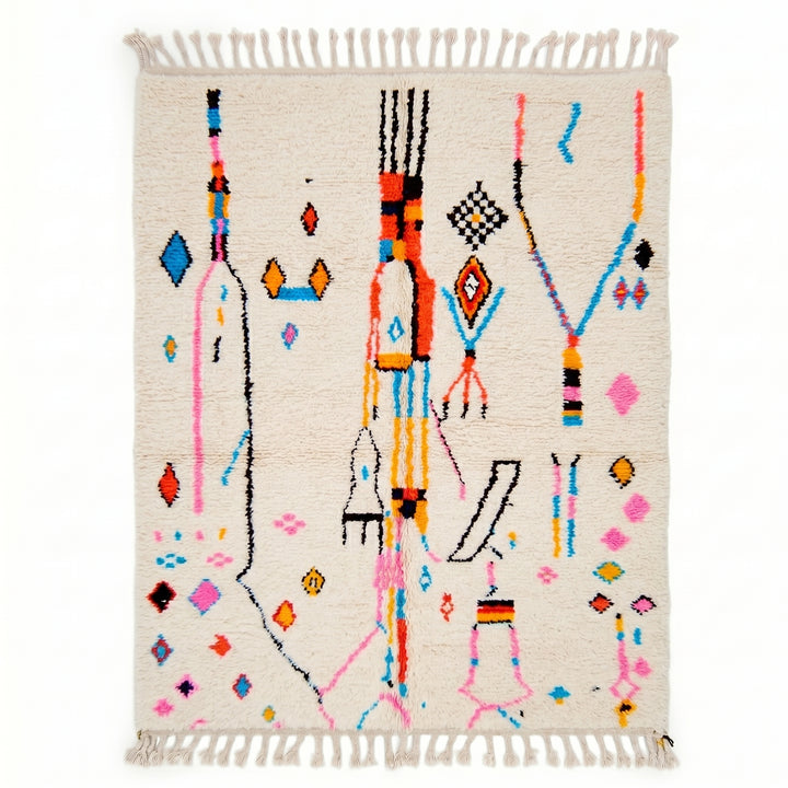 Custom Vibrant Moroccan Azilal | Abstract Neon Geometric Shag